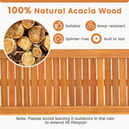Tangkula Acacia Wood Outdoor Bench, 47" Patio Dining Bench with Slatted Seat, Backless Wooden Garden Bench, Farmhouse Furniture for Garden, Entryway, Poolside, Porch, Balcony, Park & Deck