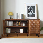 Modern Sideboard Buffet Cabinet with Scandinavian Fluted Door, 58'' Large Kitchen Storage Cabinet with Press Type Door, Accent Console Table for Dining Room Living Room (Walnut)