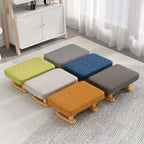 7-Inch High Stool, Small Linen Footstool, Solid Wood Frame, Entryway Shoe Bench, with Padded Footrest, Suitable for Living Room, Entryway, and Bedroom Natural Legs Green
