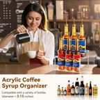 Nuovoware Acrylic Coffee Syrup Organizer, 2-Tier 6 Bottles Bar Organizer, Clear Coffee Syrup Rack for Countertop Kitchen Bar, Surface Film Can be Peeled Off, Transparent