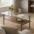 Glass Coffee Table Modern Center Table, Coffee Table for Living Room, Tempered Glass-top with Sturdy Metal Frame, Easy Assembly, Clear