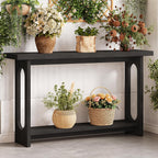 Black Console Table, 55‘’ Wood Entryway Table Narrow Sofa Tables Hallway Tables for Living Room, Entryway, Foyer