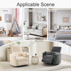 Nursery Rocking Chair, Boucle Upholstery Recliner with 2 Pillow, Swivel Glider Reclinerr, Power Reclining Sofa Chair for Living Room/Office/Apartment/Dark Gray