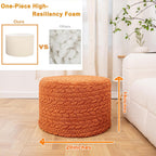 Round Pouf Ottoman 20 x 20 x 14 Inches Boho Poof Home Decor Floor Pouffe Ottoman Foot Rest for Couch Sofa Bean Bag Chairs Living Room Bedroom (Burnt Orange)