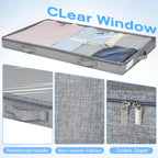 4 Pack Under Bed Storage, Below 4 Inches Underbed Storage Containers Low Profile No Sidewalls Foldable Shallow Storage Bins Organizer with Clear Lid and Zipper