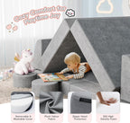 Betterhood 14pcs Modular Kids Play Couch, 1000+DIY Versatile Kids Couch Building Fort, Child Sectional Sofa for Playroom Bedroom, Convertible Foam Sofa for Boys & Girls (Grey)