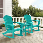 Costaelm Outdoor Adirondack Chair, All Weather Resistant Lawn Chairs Balcony Chair and Fire Pit Chairs, Deck Chairs Outdoor Porch Rocking Chair High Back HDPE Poly Lumber, Turquoise