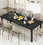IDEALHOUSE Dining Room Table for 6-8 People, 71”Dining Table, Kitchen Table with Iron Legs and Irregular Desktop, Quick Assembly, 300 Lbs Capacity, for Kitchen, Living Room, Black(Only Table)