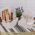 Creative Deco XL White Wooden Box Storage with Hinged Lid | 15.8x11.8x5.5in (+-0.5) | Keepsake with Handles | Gift Box for Tool Dog Toy Kitchen Storage | Wood Chest Trunk