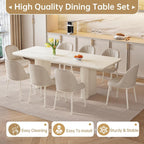Guyii 78.97" White Rectangular Dining Table, Modern Kitchen Table, Indoor Dining Table for Kitchen, Bar, Living Room, Small Spaces, Easy Assembly, Table Only