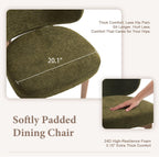 YOUNUOKE Upholstered Dining Chairs Set of 4, Modern Chenille Fabric Dining Room Chair with Wood Legs, Widen Backrest Comfy Armless Side Kitchen Chairs, Green
