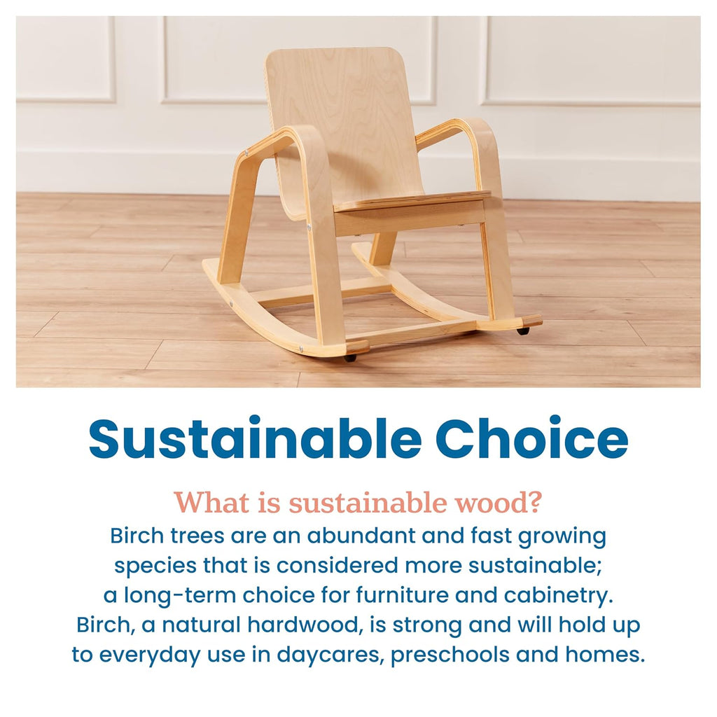 ECR4Kids Bentwood Rocking Chair with Armrests, Montessori Furniture, Natural