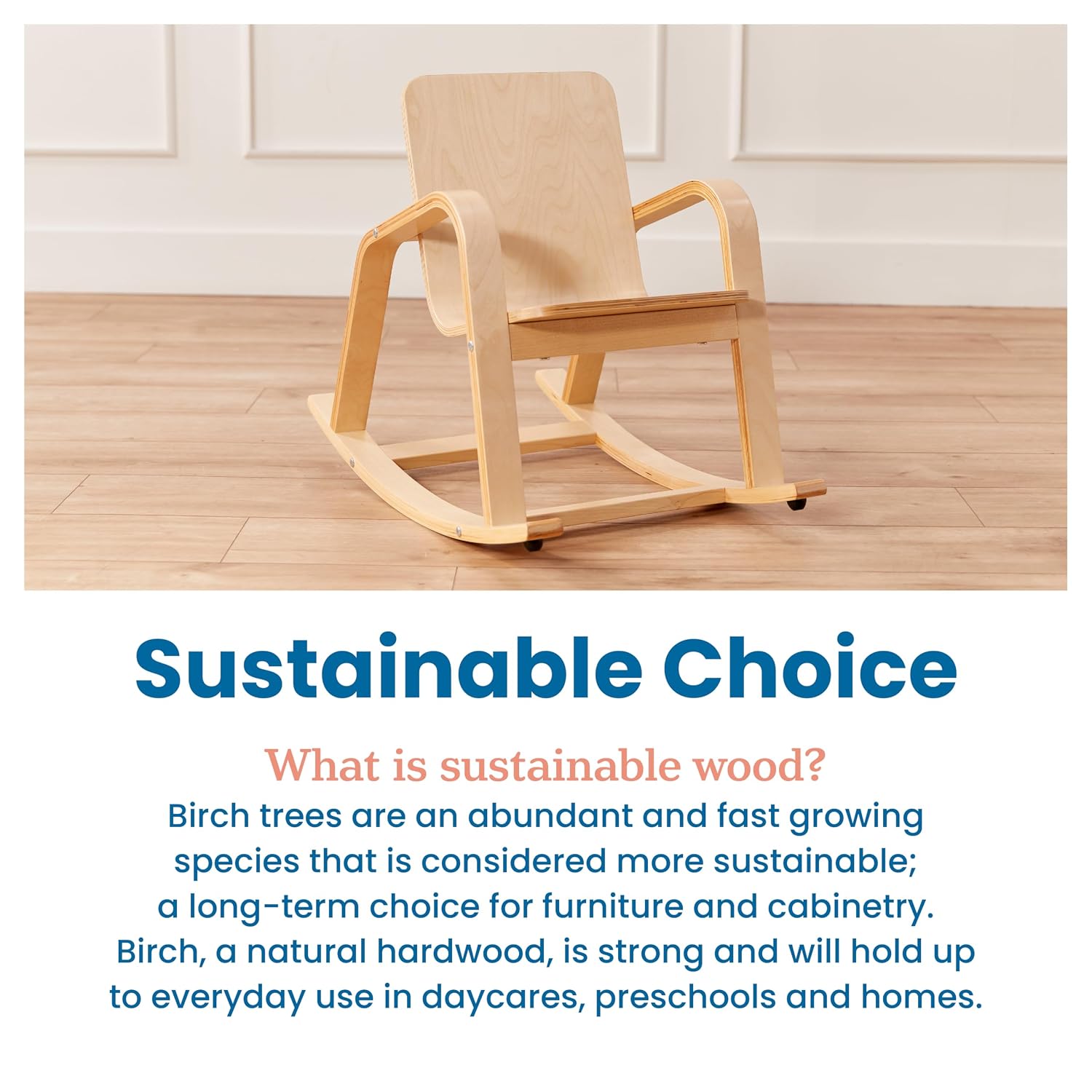 ECR4Kids Bentwood Rocking Chair with Armrests, Montessori Furniture, Natural