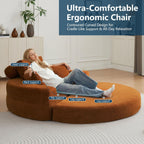 Mofolit 71 Inch Round Convertible Sofa Bed, Boneless Folding Floor Couch No Assembly Needed for Living Room, Apartment & Office (1, Orange, 71")
