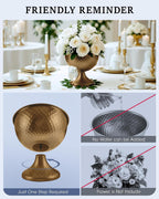 8.25'' Wide 7.3''High Decorative Bowl Vase Set of 10,Distressed Gold Metal Compote Bowl for Tables，Urn Vases for Vintage Wedding Centerpieces,Elegant Compote Vases,Pedistal Vase for Any Event
