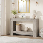 Garvee Farmhouse Console Table for Living Room, Long Console Table for Entryway, 2-Tier Large Sofa Table with Storage, Entryway Entry Table for Entrance, Hallway, Grey, 47"