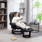 Faux Leather Recliner Chair with Ottoman Set