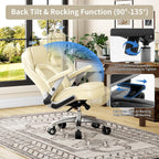 Big and Tall Office Chair, Heavy Duty Desk Chair with 5D Arms, Adjustable Lumbar Support & Height, Tilt Function, PU Leather High Back Ergonomic Executive Computer Chair