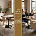 27.6" Square Dining Table, Modern Tulip Pedestal Table with Smooth MDF Square Tabletop & Metal Base, 2-4 Seater Compact Coffee Table for Small Kitchen, Leisure Table for Breakfast Nook, Walnut