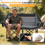 Suteck Double Camping Chair, 660lbs Oversized Camping Couch w/Independent Seats, Folding Camping Loveseat w/2 Cup & Wine Glass Holders, 1200D Oxford, Side Pocket & Carry Bag, for Camping, Lawn, Patio