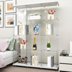 FANYUSHOW Tempered Glass Display Cabinet 12-Shelves Curio Cabinet with 3 Columns and Lock Extra Large Display Shelf Showcase for Living Room/Bedroom/Office- White 66.5" H x47.7 L x 14.5" W