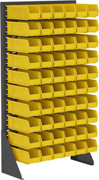 Akro-Mils 36"x13"x66" Louvered Steel Single Sided Floor Rack Organizer with 12-Pack of 15 x5 x5 AkroBins Stackable Plastic Storage Bins (Blue), Organization Bundle for Garage, Workshop, Classroom