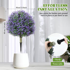 Lunmon 2 Pack 24" Artificial Topiary Ball Plants Trees with Flowers, Outdoor Fake Topiary Plants with Ground Spike, UV Resistant Faux Bushes for Indoor Outdoor Front Door Decor(Purple,Rose)