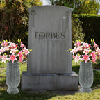 2PCS Cemetery Vases for Grave-Durable Plastic Grave Vases Flower Holder with Metal Spikes Bow Decor for Cemetery Headstones, Outdoor Grave Decorations for Memorial Gifts for Loss of Loved One - Grey