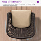PURPLE LEAF 2 Pieces Outdoor Dining Chair All-Weather Wicker Aluminum Frame Patio Dining Chair for Lawn Garden Backyard Deck with Cushion, Deep Teak Armchair