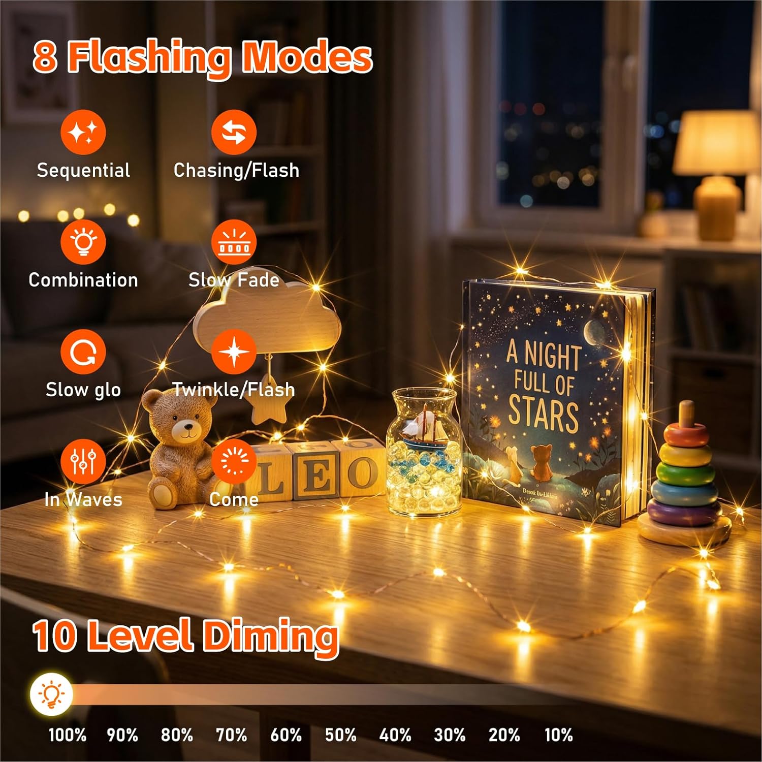 8 Pack Rechargeable LED Fairy Lights 7Ft 20LED Battery Operated with Remote, DIY Timer & 8 Modes, Mini Twinkle String Lights for Indoor Christmas Wedding Mason Jar Bedroom Table (Warm White)