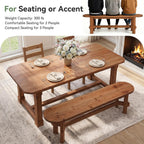 Solid Wood Dining Bench, 55" Wooden Entryway Bench with Thick Block Seat, Farmhouse Rustic Indoor Bench for Dining Table, End of Bed, Hallway, Bedroom, Living Room