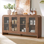 59" Sideboard Buffet Cabinet with Storage, Sideboard Cabinet with Adjustable Shelves & 4 Glass Doors,Coffee Bar Console Table for Kitchen, Living Room, Entryway (Dark Burl)