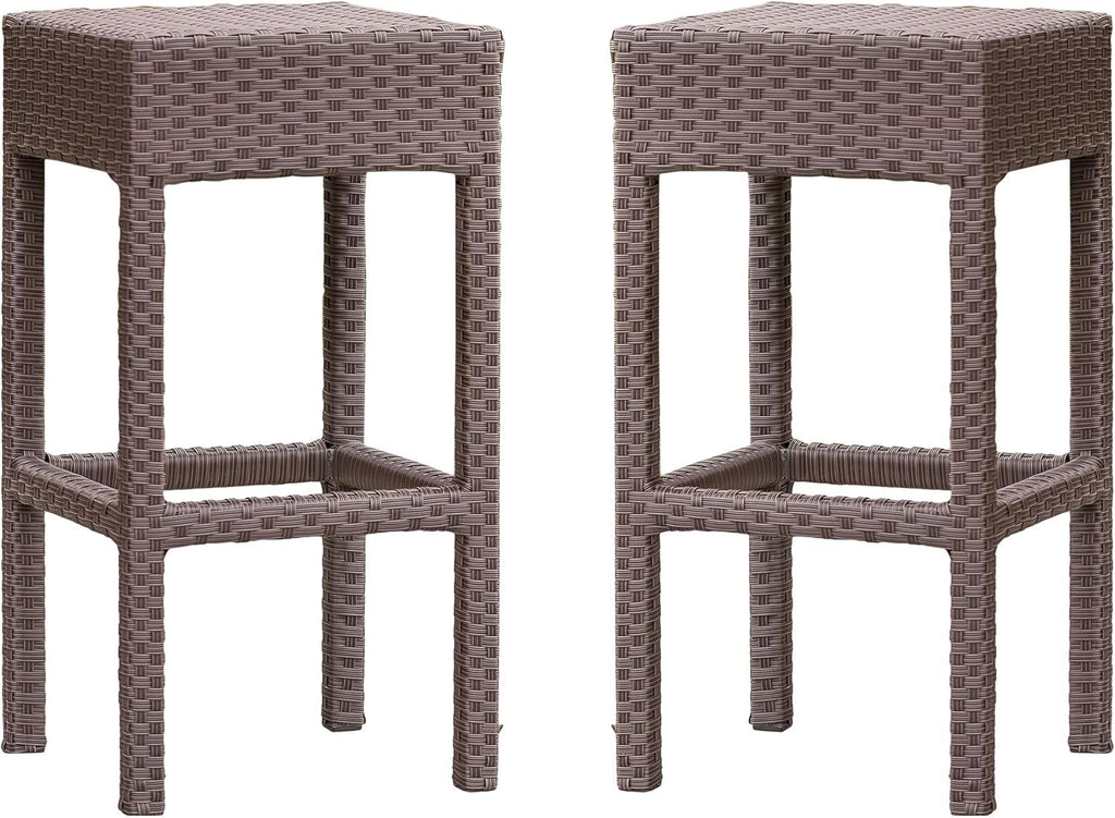 Christopher Knight Home Milton Outdoor Wicker Backless Bar Stools, 2-Pcs Set, Dark Brown