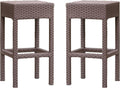 Christopher Knight Home Milton Outdoor Wicker Backless Bar Stools, 2-Pcs Set, Dark Brown