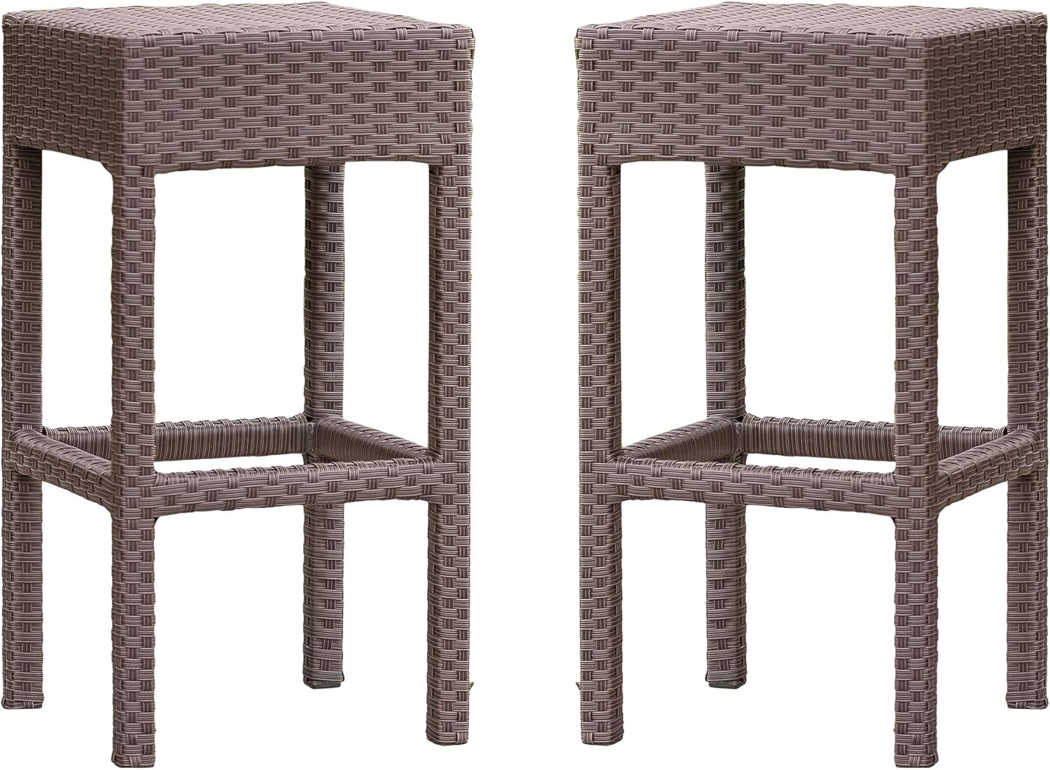 Christopher Knight Home Milton Outdoor Wicker Backless Bar Stools, 2-Pcs Set, Dark Brown