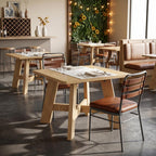LITTLE TREE 39.37" Square Dining Table for 4, Small Space Kitchen Table with Pedestal Base, Farmhouse Wood Tables for Apartment, Dining Room & Living Room, Ideal for Cafe & Restaurant Use