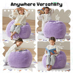 Hobestluk Kids Bean Bag Chair Teardrop Shape with Filling, 2.5FT Purple | Soft Fabric, Corduroy Cover, Removable and Washable, Memory Foam Filler, Portable Handle, Gaming, Relaxing, For Living Room