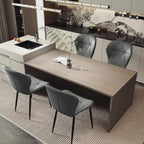 Dining Chairs, Modern Dining Room Chair Diamond Leather with Wooden and Metal Frame, Set of 2 (Gray)