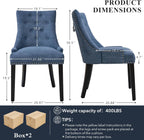 adochr Dining Chairs Set of 4, Upholstered Fabric Dining Room Chairs with Nailhead High Back & Ring Pull & Wooden Legs, Mid-Century Modern Kitchen Chairs for Restaurant, Living Room, Navy Blue