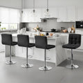 Yaheetech Bar Stools Set of 4, PU Leather Swivel Barstools, Height Adjustable Counter Chairs with Back for Bar Kitchen Island Dining Room, 300lb Capacity, Black