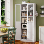 Storage Pantry Buffet Cabinet - 72" White Metal Tall Heavy-Duty Adjustable Freestanding Kitchen Pantry Cabinet with Doors Shelves for Kitchen Living Room Bathroom Garage Pantry