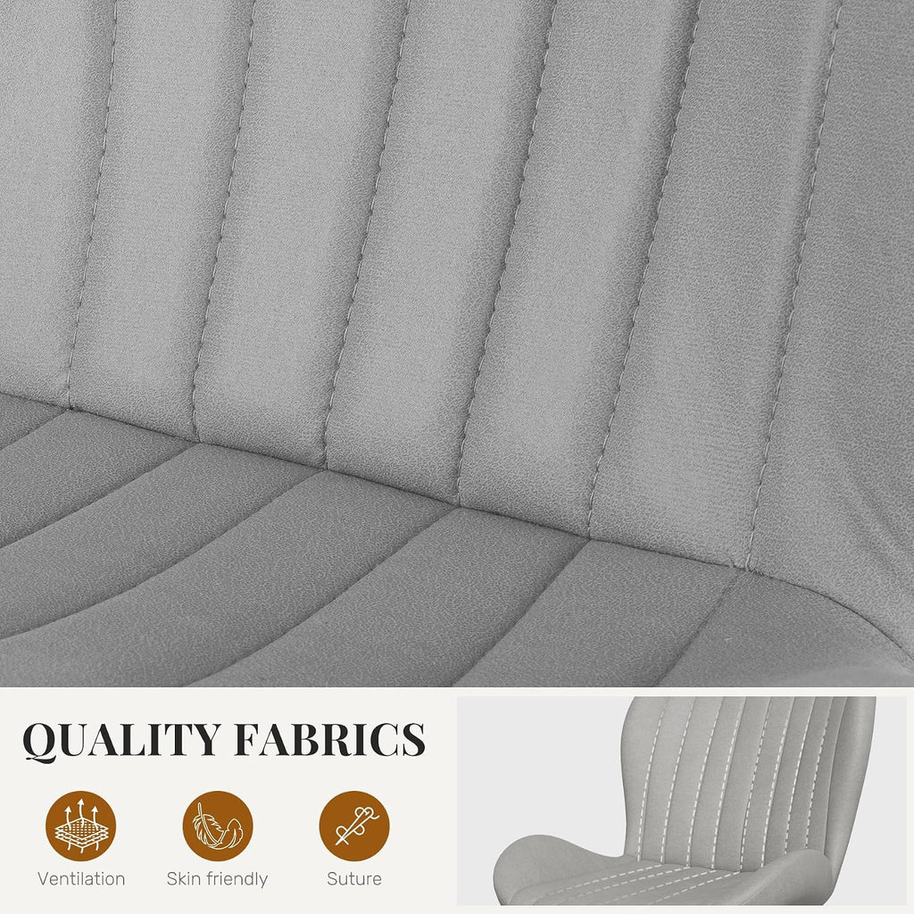 Dining Chairs Set of 2 Modern Fabric Dining Room Chairs Upholstered Dining Chairs with Thick Cushions Metal Legs Armless Back Chair for Kitchen and Living Room Light Gray