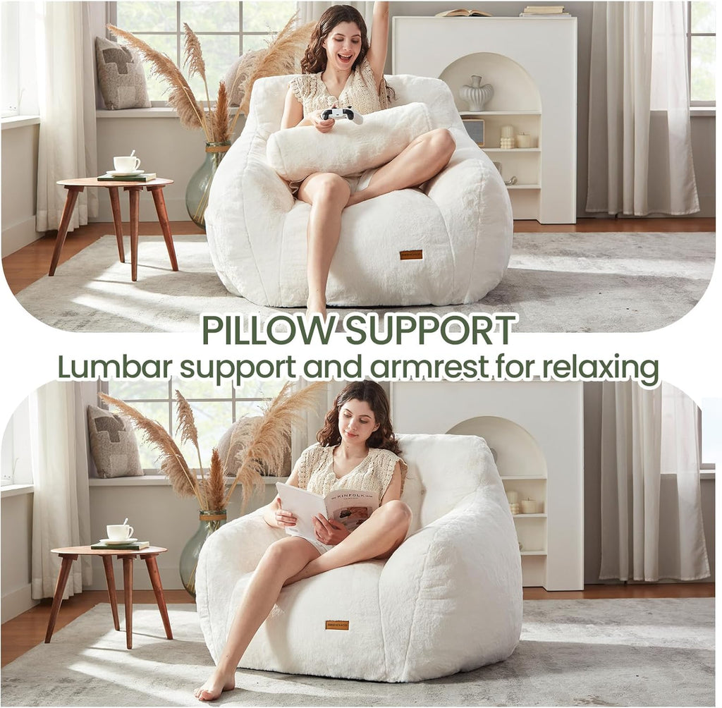EBENCHICO Giant Bean Bag Chair for Adults, Comfy Oversized Bean Bag Chairs for Teens, Large Beanbag Chair Couch Sofa with Filler,Reading Chair with Pillow for Living Room Bedroom