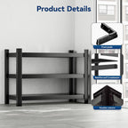 Wanfu Garage Shelving, 3 Tier Shelving Unit, 36" H x 36" W x 16" D Metal Storage Shelves, Adjustable Heavy Duty 3 Tier Shelf for Garage, Pantry, Kitchen, Basement-Black