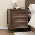 Nightstand with 4 Drawers, Wood Bedside Table Night Stand, Wide Sofa Side End Table 4 Drawers Chest of Dresser for Living Room, Bedroom