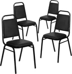 Flash Furniture Hercules Series Trapezoidal Vinyl Banquet and Event Chairs, Commercial Event Chairs with Padded Seats and Backs, Set of 4, Black