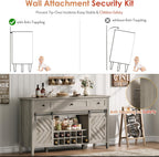 CABIHOME Farmhouse 47.2'' Buffet Cabinet with Sliding Barn Door, 33.4'' Tall Wood Rustic Sideboard with 3 Drawer, Adjustable Shelf and Removable Wine Rack (Vintage, 59'')