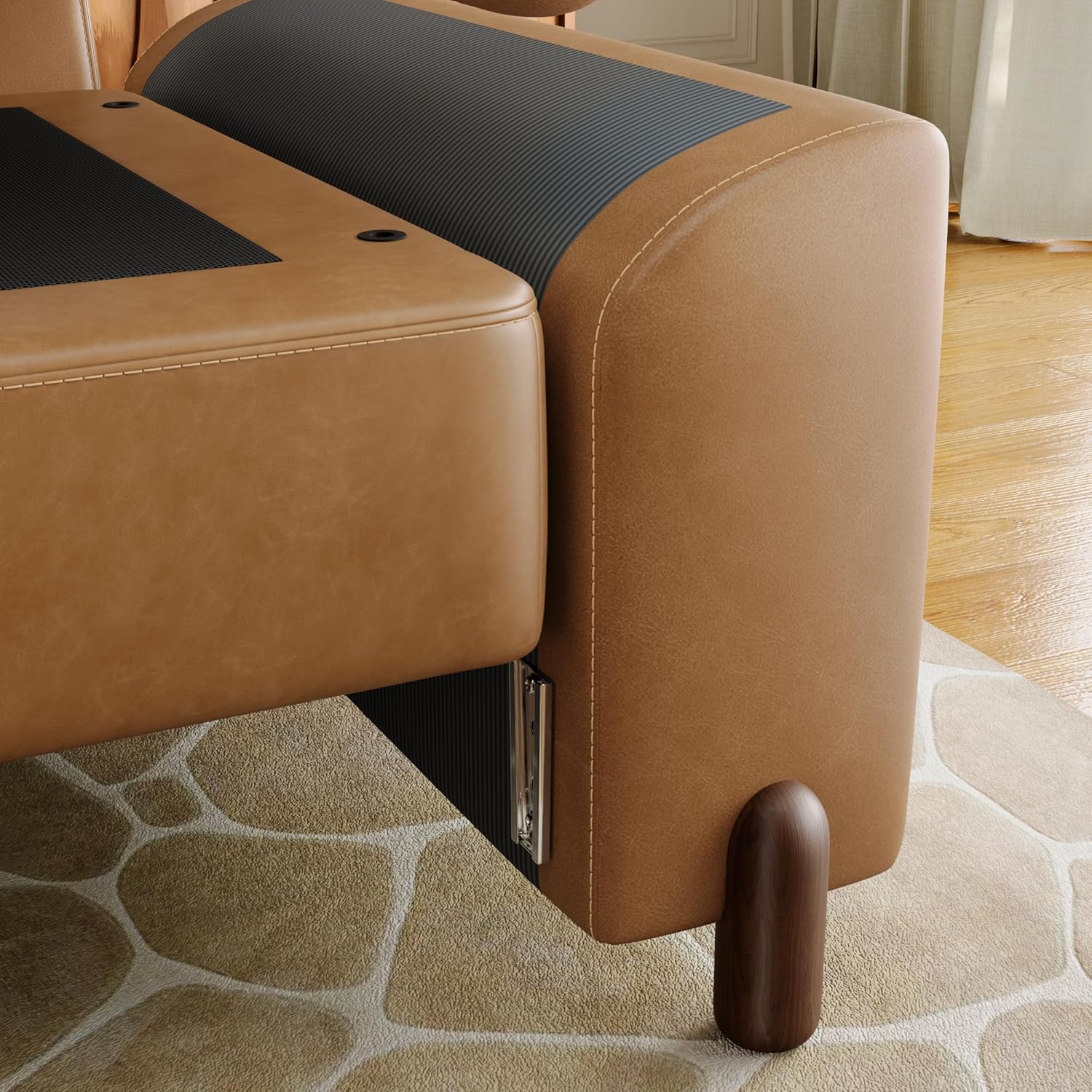 SITJOY Oversized Sectional Couches for Living Room, Extra Large Deep Seat Couch with Chaise, 118" Wide Couch, 3 Seater L Shaped Couch with Storage Ottoman, Pet-Friendly Leather in Brown