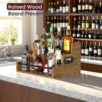 Haligo 3-Tier Liquor Bottle Display Shelf, Wood Coffee Syrup Organizer, Retro Countertop Spice Rack, Coutertop Wine Racks for Mini Bar, Whiskey, Spirits, Alcohol