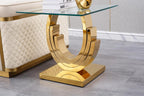 Modern Glass End Table, 22.8" Sofa Side Table with Gold Stainless Steel Frame and Clear Glass Top, Cocktail Tea Table, Square End Table Bedside Table Nightstand for Home Office